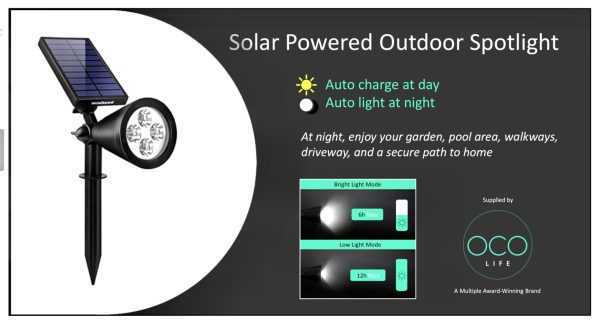 Advanced Waterproof Solar Powered Outdoor Spotlight. - Image 6